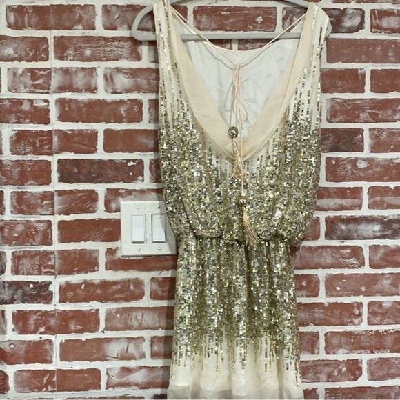 Sagaie Paris Women’s Vintage Sequined Silk Evening Mini Dress Size 4 ($400) - Picture 2 of 15